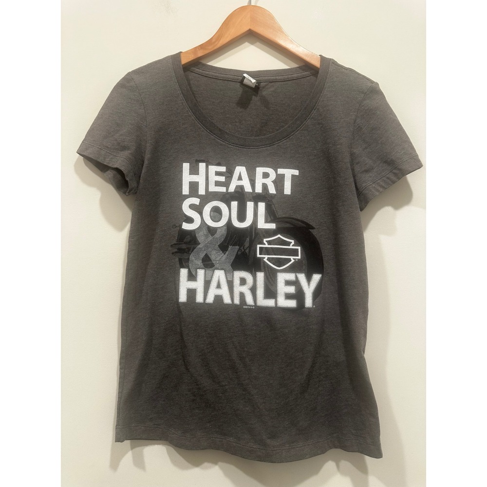 Harley-Davidson Green Mountain VT Heart Soul & Harley Graphic T-Shirt Gray Small